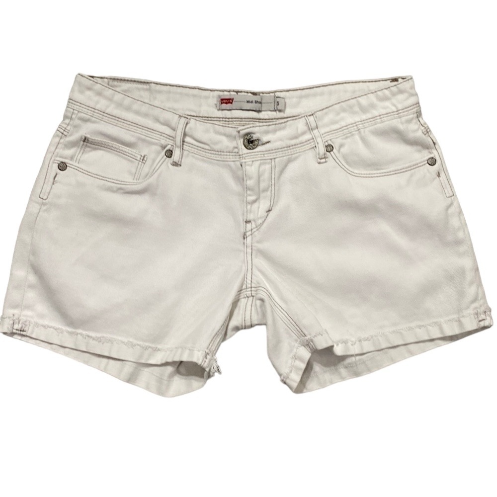 Levi's Juniors Off White 5 Pocket Mid Rise Denim Shorts Size 5